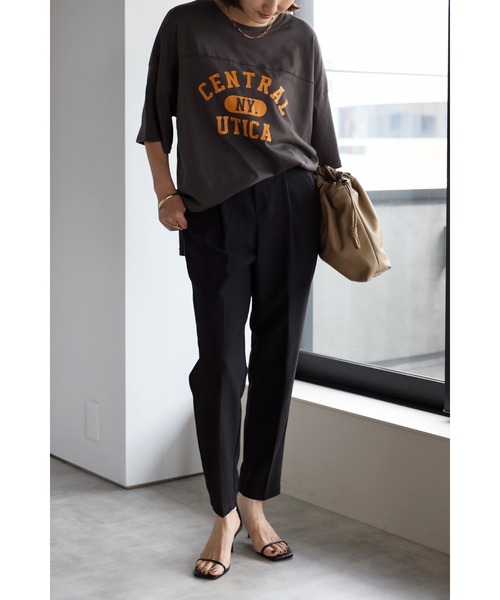 Bonjour Sagan(ボンジュールサガン)の「フットボールTシャツ(Tシャツ/カットソー・レディース・チャコールグレー/グリーン/キナリ・FREE)」の8枚目の写真