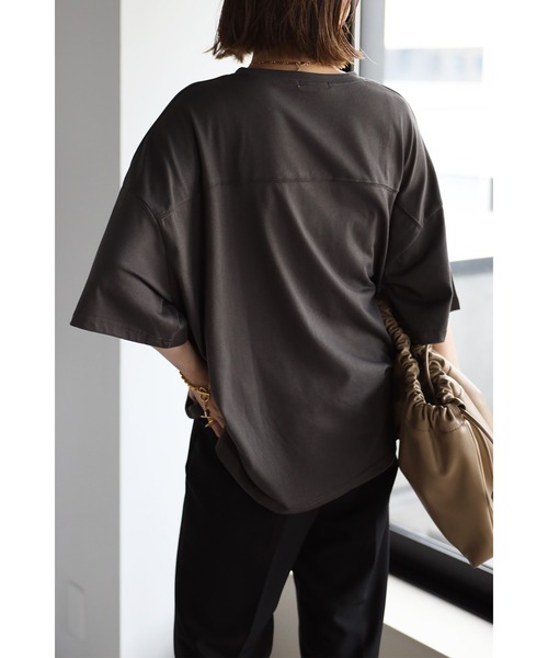 Bonjour Sagan(ボンジュールサガン)の「フットボールTシャツ(Tシャツ/カットソー・レディース・チャコールグレー/グリーン/キナリ・FREE)」の12枚目の写真