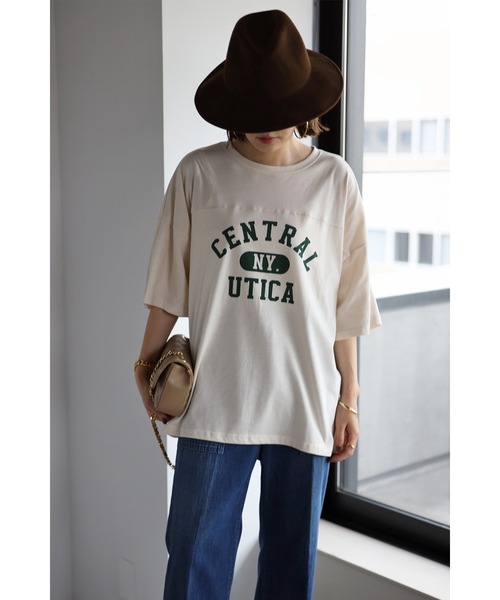 Bonjour Sagan(ボンジュールサガン)の「フットボールTシャツ(Tシャツ/カットソー・レディース・チャコールグレー/グリーン/キナリ・FREE)」の21枚目の写真