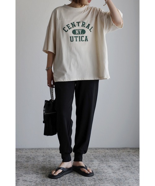 Bonjour Sagan(ボンジュールサガン)の「フットボールTシャツ(Tシャツ/カットソー・レディース・チャコールグレー/グリーン/キナリ・FREE)」の13枚目の写真
