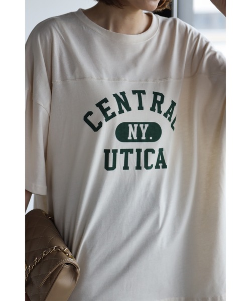 Bonjour Sagan(ボンジュールサガン)の「フットボールTシャツ(Tシャツ/カットソー・レディース・チャコールグレー/グリーン/キナリ・FREE)」の15枚目の写真