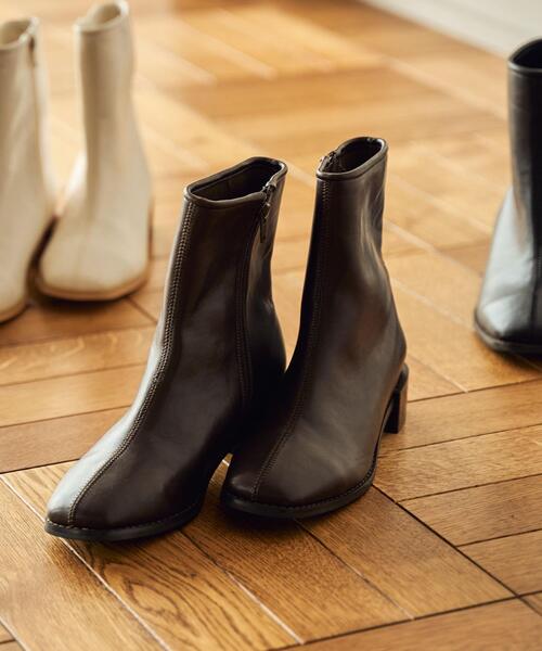 coen（コーエン）の「センターシームショートブーツ（ブーツ・レディース・ブラック/ダークブラウン/オフホワイト・SMALL/MEDIUM/LARGE/X-LARGE）」の3枚目の写真
