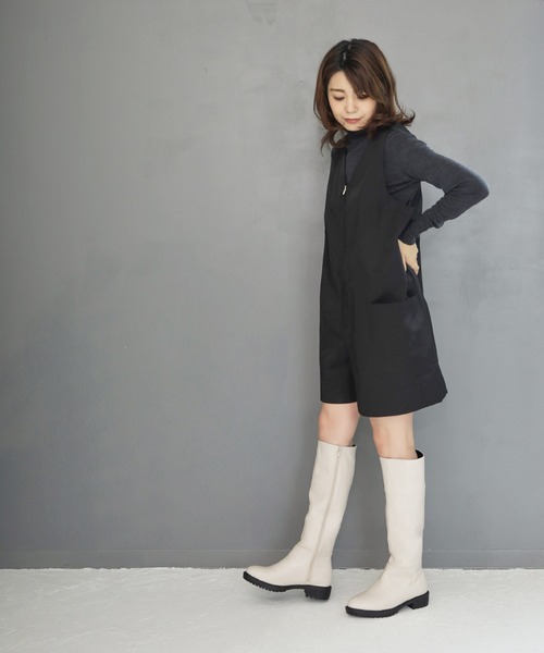 SESTO（セスト）の「タンクソールロングブーツ（ブーツ・レディース・ブラック/アイボリー・LL/S/M/L）」の5枚目の写真
