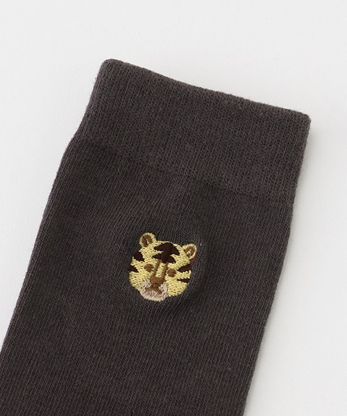 petit main（プティマイン）の「アニマル刺しゅう/メランジ2Pクルーソックス（ソックス/靴下・キッズ・ネイビー/マスタード/アイボリー・M/S/SS/L）」の5枚目の写真