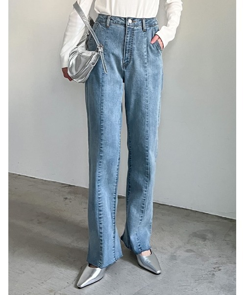 Re:EDIT（リエディ）の「[累計販売枚数1.9万枚突破！][低身長/高身長サイズ有][サステナブル]バックベンツストレートリサイクルデニム（デニムパンツ・レディース・ネイビー/ブルー/グレー/ブラック・AM/TALL/MEDIUM/AS/LARGE/SHORT）」の9枚目の写真