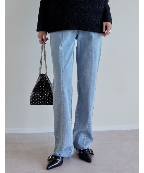 Re:EDIT（リエディ）の「[累計販売枚数1.9万枚突破！][低身長/高身長サイズ有][サステナブル]バックベンツストレートリサイクルデニム（デニムパンツ・レディース・ネイビー/ブルー/グレー/ブラック・AM/TALL/MEDIUM/AS/LARGE/SHORT）」の8枚目の写真