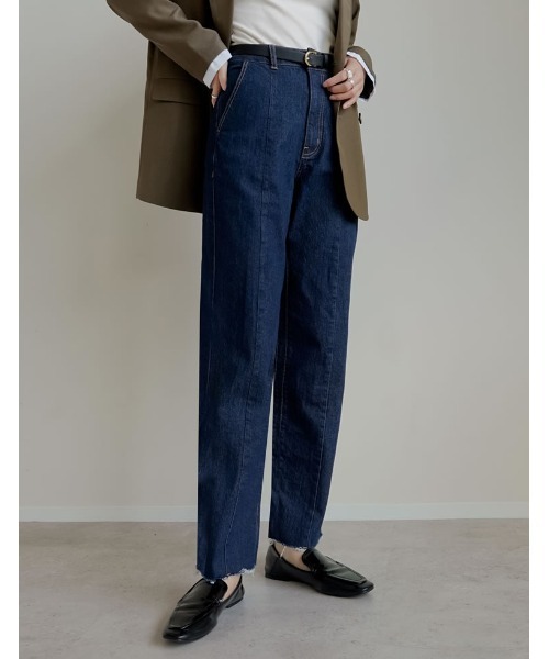 Re:EDIT（リエディ）の「[累計販売枚数1.9万枚突破！][低身長/高身長サイズ有][サステナブル]バックベンツストレートリサイクルデニム（デニムパンツ・レディース・ネイビー/ブルー/グレー/ブラック・AM/TALL/MEDIUM/AS/LARGE/SHORT）」の6枚目の写真