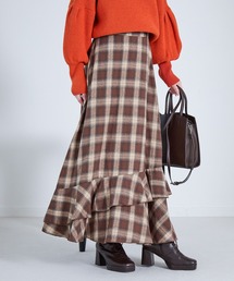 Heather | チェックスソティアードロングスカート　239704(スカート)
