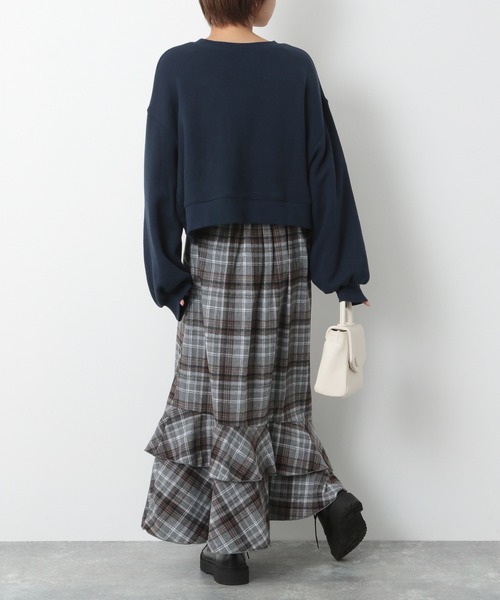 Heather（ヘザー）の「チェックスソティアードロングスカート　239704（スカート・レディース・ブラック系/グレー系/ブラウン系・FREE）」の6枚目の写真