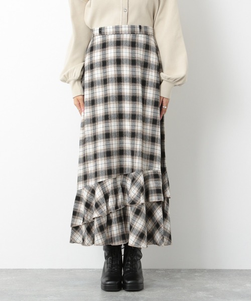 Heather（ヘザー）の「チェックスソティアードロングスカート　239704（スカート・レディース・ブラック系/グレー系/ブラウン系・FREE）」の7枚目の写真