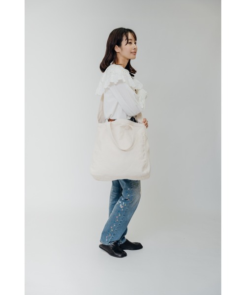 DEVICE+(デバイスプラス)の「DEVICE+ キャンバス 2wayトート ショルダーバッグ(ショルダーバッグ・レディース・ナチュラル/ブラック・FREE)」の12枚目の写真