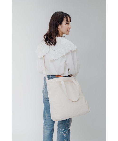 DEVICE+(デバイスプラス)の「DEVICE+ キャンバス 2wayトート ショルダーバッグ(ショルダーバッグ・レディース・ナチュラル/ブラック・FREE)」の3枚目の写真