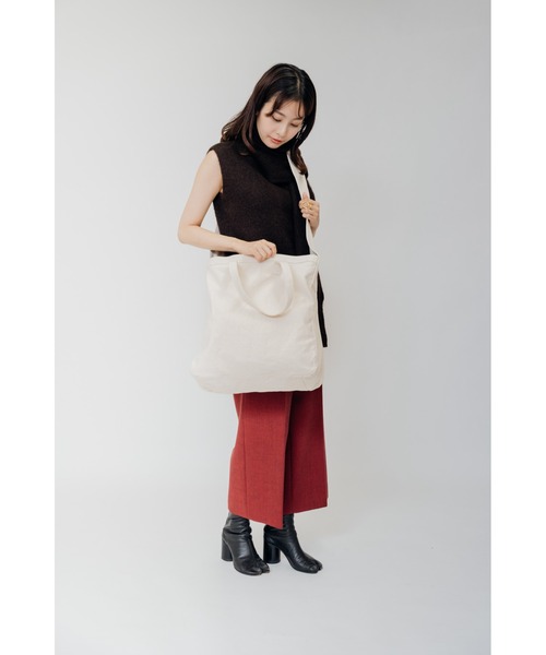 DEVICE+(デバイスプラス)の「DEVICE+ キャンバス 2wayトート ショルダーバッグ(ショルダーバッグ・レディース・ナチュラル/ブラック・FREE)」の13枚目の写真