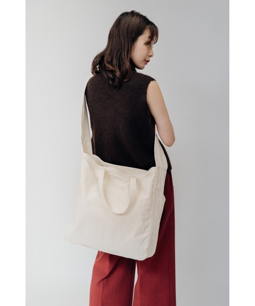 DEVICE+(デバイスプラス)の「DEVICE+ キャンバス 2wayトート ショルダーバッグ(ショルダーバッグ・レディース・ナチュラル/ブラック・FREE)」の5枚目の写真