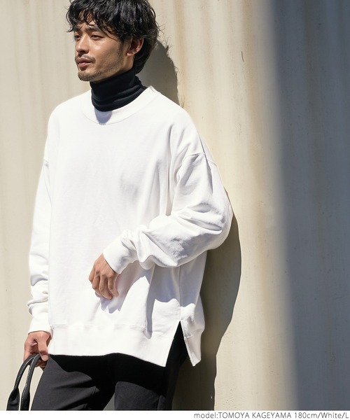 coca(coca)(コカ)の「メンズ 裏毛クルーネックサイドスリットスウェット(スウェット・メンズ・ホワイト/グリーン・M/L)」の7枚目の写真