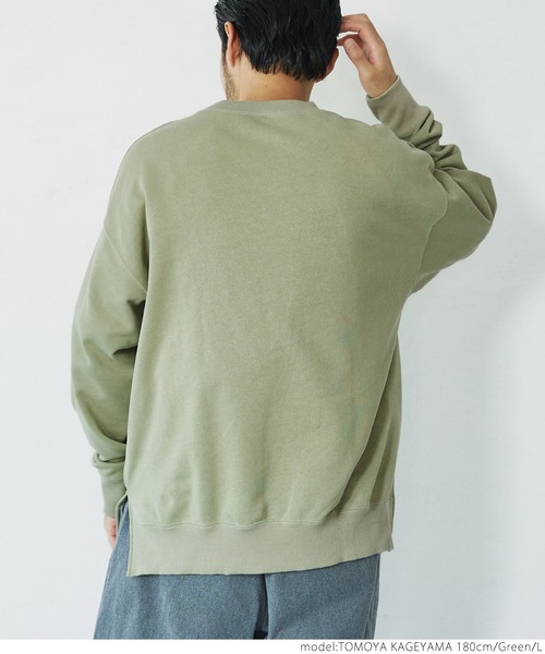 coca(coca)(コカ)の「メンズ 裏毛クルーネックサイドスリットスウェット(スウェット・メンズ・ホワイト/グリーン・M/L)」の13枚目の写真