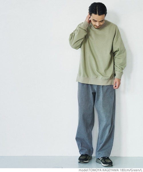 coca(coca)(コカ)の「メンズ 裏毛クルーネックサイドスリットスウェット(スウェット・メンズ・ホワイト/グリーン・M/L)」の14枚目の写真