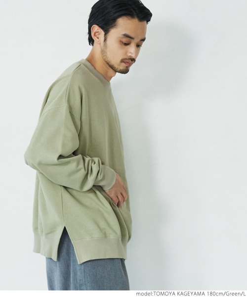 coca(coca)(コカ)の「メンズ 裏毛クルーネックサイドスリットスウェット(スウェット・メンズ・ホワイト/グリーン・M/L)」の15枚目の写真