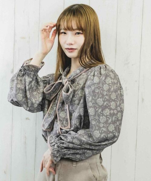 Hamble by Par Avion（ハンブルバイパラビオン）の「ヴィンテージ柄リボンブラウス（シャツ/ブラウス・レディース・ブラック/ベージュ・ONESIZE）」の22枚目の写真