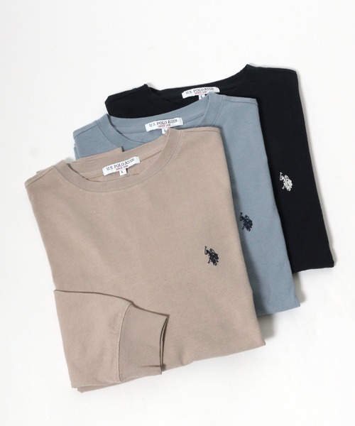 U.S. POLO ASSN.(ユーエスポロアッスン)の「U.S. POLO ASSN.(ユーエスポロアッスン)ワンポイントロゴ刺繍ロンT/無地 長袖(Tシャツ/カットソー・メンズ・ホワイト/ブラック/ダークグリーン/ベージュ/ネイビー/サックスブルー/グリーン・LL/M/L)」の4枚目の写真