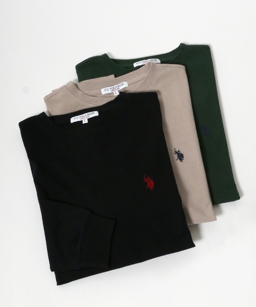 U.S. POLO ASSN.(ユーエスポロアッスン)の「U.S. POLO ASSN.(ユーエスポロアッスン)ワンポイントロゴ刺繍ロンT/無地 長袖(Tシャツ/カットソー・メンズ・ホワイト/ブラック/ダークグリーン/ベージュ/ネイビー/サックスブルー/グリーン・LL/M/L)」の3枚目の写真