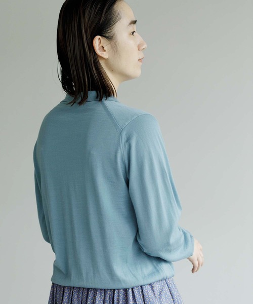 note et silence （ノートエシロンス）の「【 AMB100貨 】tsumu ポロニット（ニット/セーター・レディース・チャコールグレー/レッド/カーキ/サックスブルー・FREE）」の17枚目の写真