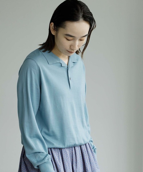 note et silence （ノートエシロンス）の「【 AMB100貨 】tsumu ポロニット（ニット/セーター・レディース・チャコールグレー/レッド/カーキ/サックスブルー・FREE）」の16枚目の写真