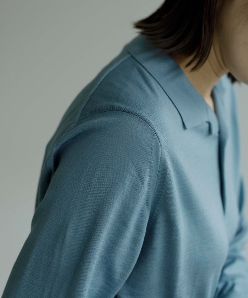 note et silence （ノートエシロンス）の「【 AMB100貨 】tsumu ポロニット（ニット/セーター・レディース・チャコールグレー/レッド/カーキ/サックスブルー・FREE）」の19枚目の写真