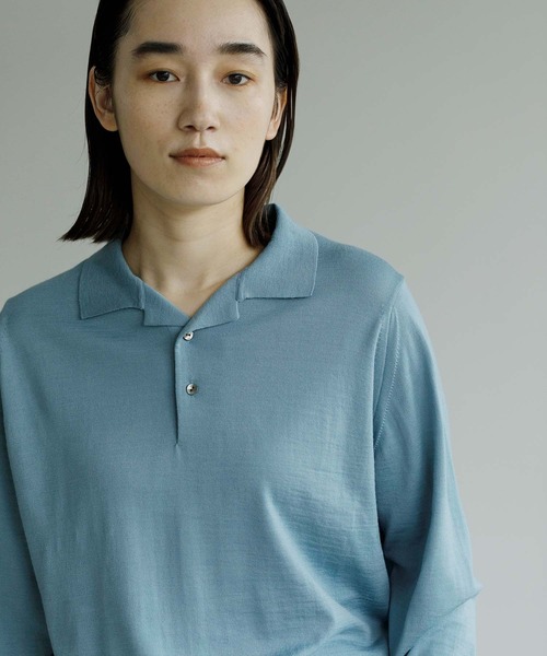 note et silence （ノートエシロンス）の「【 AMB100貨 】tsumu ポロニット（ニット/セーター・レディース・チャコールグレー/レッド/カーキ/サックスブルー・FREE）」の20枚目の写真