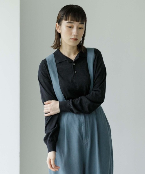 note et silence （ノートエシロンス）の「【 AMB100貨 】tsumu ポロニット（ニット/セーター・レディース・チャコールグレー/レッド/カーキ/サックスブルー・FREE）」の22枚目の写真