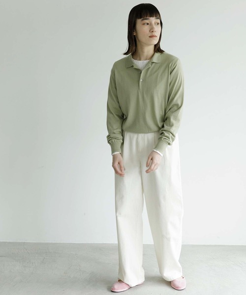 note et silence （ノートエシロンス）の「【 AMB100貨 】tsumu ポロニット（ニット/セーター・レディース・チャコールグレー/レッド/カーキ/サックスブルー・FREE）」の13枚目の写真