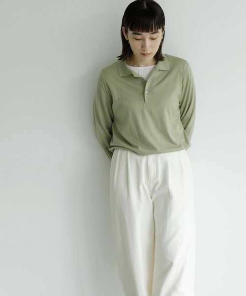 note et silence （ノートエシロンス）の「【 AMB100貨 】tsumu ポロニット（ニット/セーター・レディース・チャコールグレー/レッド/カーキ/サックスブルー・FREE）」の15枚目の写真