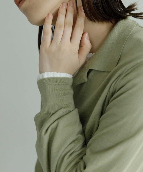 note et silence （ノートエシロンス）の「【 AMB100貨 】tsumu ポロニット（ニット/セーター・レディース・チャコールグレー/レッド/カーキ/サックスブルー・FREE）」の9枚目の写真