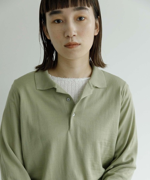 note et silence （ノートエシロンス）の「【 AMB100貨 】tsumu ポロニット（ニット/セーター・レディース・チャコールグレー/レッド/カーキ/サックスブルー・FREE）」の10枚目の写真