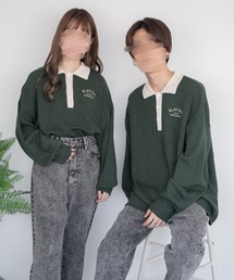 配色襟ポロニット(ユニセックス)