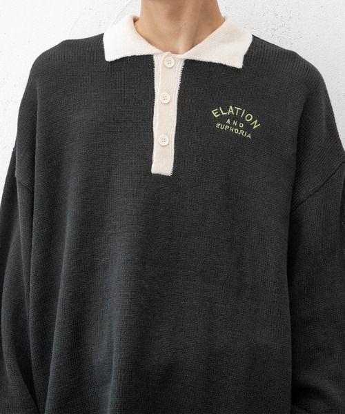 PairPair(ペアペア)の「配色襟ポロニット(ユニセックス)(ニット/セーター・レディース・ブラック/グリーン/ブルーグリーン・MEDIUM/LARGE)」の21枚目の写真