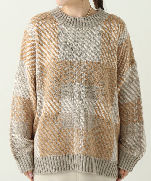 RAY CASSIN(レイカズン)の「チェックビックニットプルオーバー(ニット/セーター・レディース・チャコールグレー/ベージュ/キナリ・FREE)」の9枚目の写真