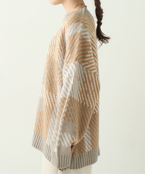 RAY CASSIN(レイカズン)の「チェックビックニットプルオーバー(ニット/セーター・レディース・チャコールグレー/ベージュ/キナリ・FREE)」の10枚目の写真