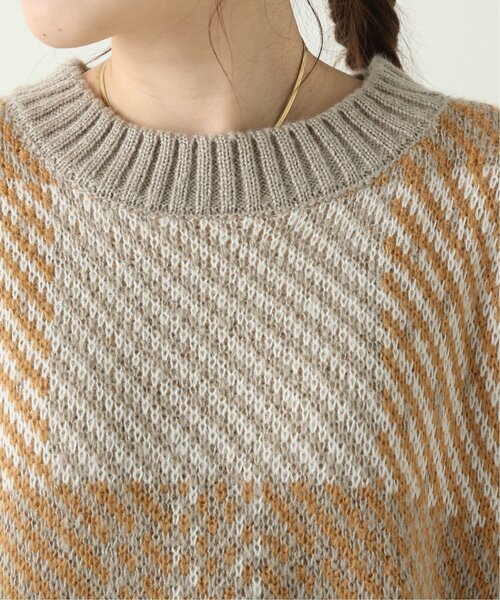 RAY CASSIN(レイカズン)の「チェックビックニットプルオーバー(ニット/セーター・レディース・チャコールグレー/ベージュ/キナリ・FREE)」の12枚目の写真