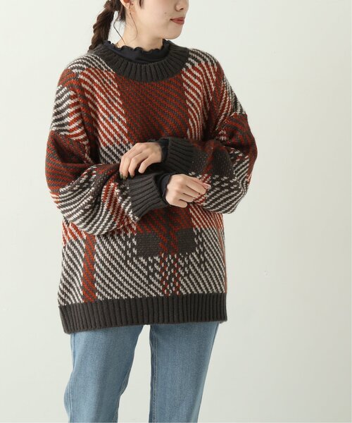 RAY CASSIN(レイカズン)の「チェックビックニットプルオーバー(ニット/セーター・レディース・チャコールグレー/ベージュ/キナリ・FREE)」の17枚目の写真