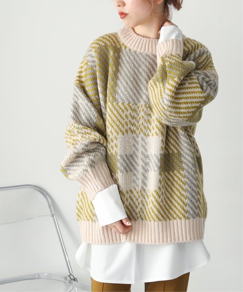 RAY CASSIN(レイカズン)の「チェックビックニットプルオーバー(ニット/セーター・レディース・チャコールグレー/ベージュ/キナリ・FREE)」の22枚目の写真