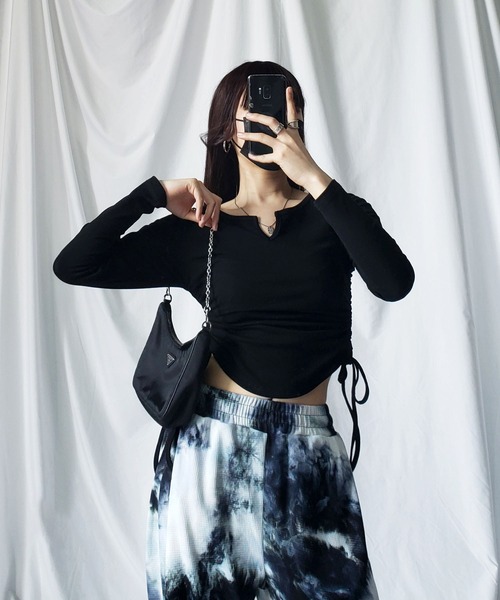 me+em select（ミームセレクト）の「2WAY タイダイジョガーパンツ（スウェットパンツ・レディース・ブラック/グレー/ブラウン/ブルー・MEDIUM/LARGE）」の16枚目の写真