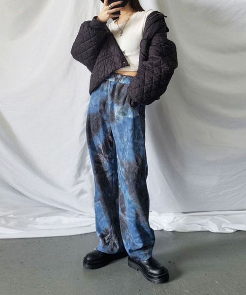 me+em select（ミームセレクト）の「2WAY タイダイジョガーパンツ（スウェットパンツ・レディース・ブラック/グレー/ブラウン/ブルー・MEDIUM/LARGE）」の12枚目の写真