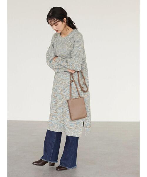 CRAFT STANDARD BOUTIQUE(クラフトスタンダードブティック)の「Mixヤーンラグランニットワンピース *◆(ワンピース・レディース・ベージュ/ブルー・FREE)」の7枚目の写真