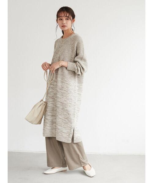 CRAFT STANDARD BOUTIQUE(クラフトスタンダードブティック)の「Mixヤーンラグランニットワンピース *◆(ワンピース・レディース・ベージュ/ブルー・FREE)」の10枚目の写真