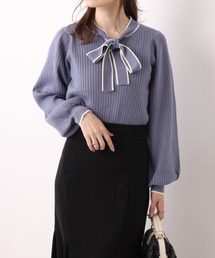 one after another NICE CLAUP | 【WEB限定】仕事もプライベートも！オンオフ使えるパイピングリボンタイニット(ニット/セーター)