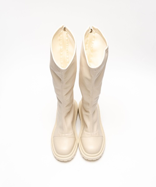 SVEC（シュベック）の「バックジップ タンクソール 厚底 ニーハイブーツ（ブーツ・レディース・ブラウン/ホワイト/ブラック・37/35/38/36/39）」の17枚目の写真