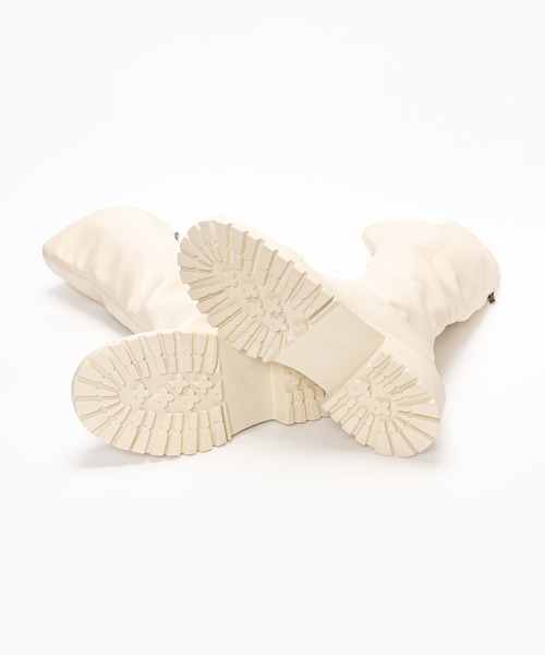 SVEC（シュベック）の「バックジップ タンクソール 厚底 ニーハイブーツ（ブーツ・レディース・ブラウン/ホワイト/ブラック・37/35/38/36/39）」の16枚目の写真