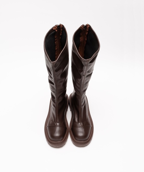 SVEC（シュベック）の「バックジップ タンクソール 厚底 ニーハイブーツ（ブーツ・レディース・ブラウン/ホワイト/ブラック・37/35/38/36/39）」の12枚目の写真