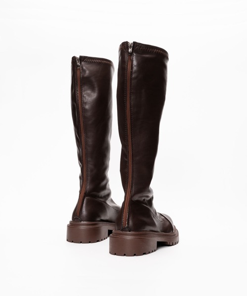 SVEC（シュベック）の「バックジップ タンクソール 厚底 ニーハイブーツ（ブーツ・レディース・ブラウン/ホワイト/ブラック・37/35/38/36/39）」の13枚目の写真